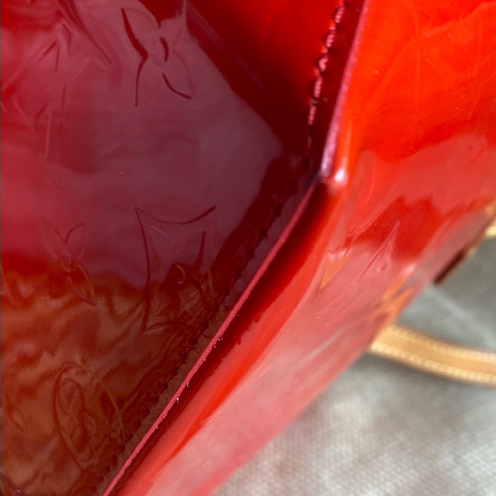 Louis Vuitton Red and Brown Patent Leather Tote - Picture 10 of 15